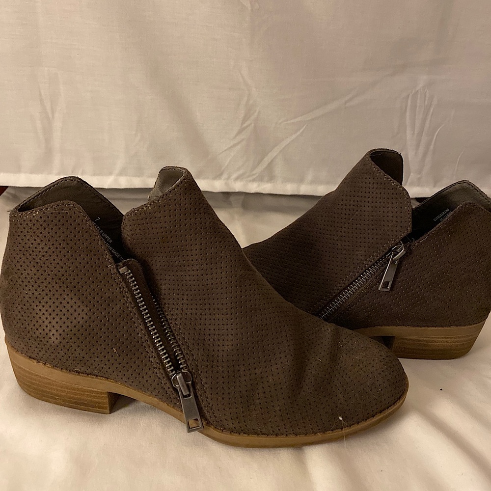 Grey suede booties